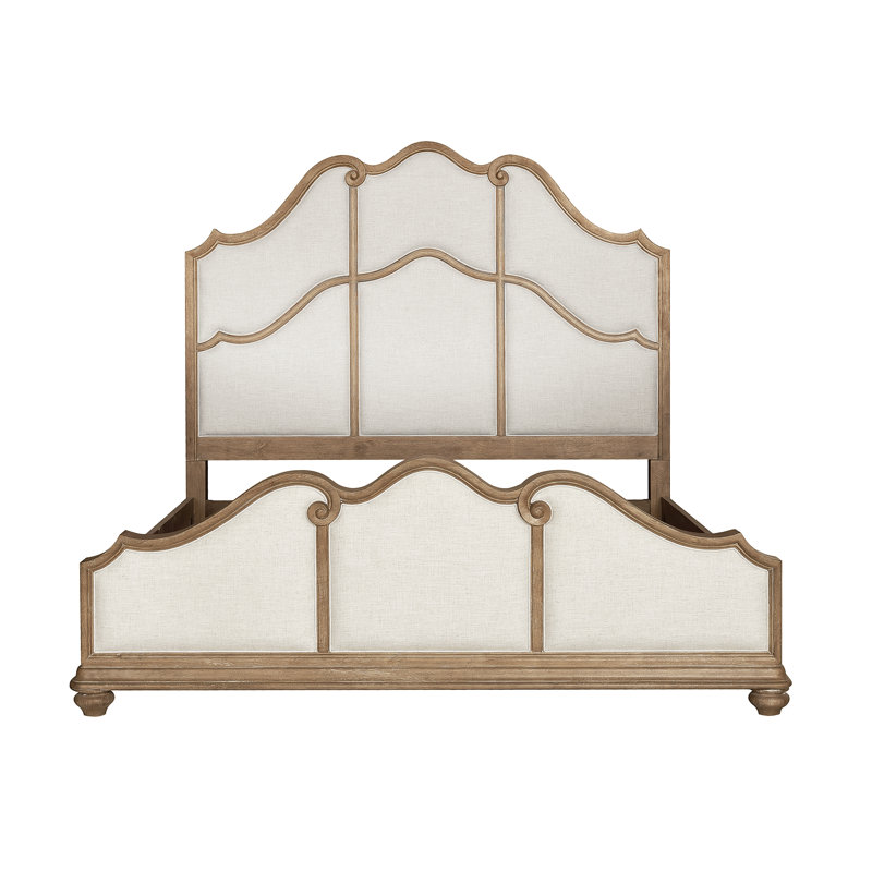 Queen Linen Upholstered Wood Frame Bed with Headboard
