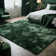 Élégant tapis moelleux vert foncé moelleux