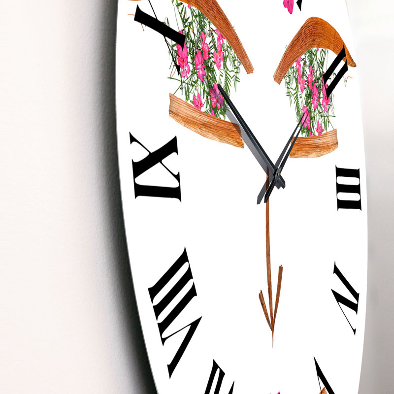 Visage de fleurs séchées pressées II - horloge murale traditionnelle, Moyen