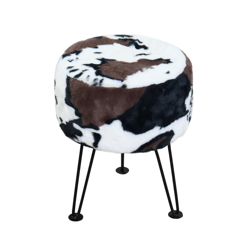 33cm Wide Round Animal Print Footstool Ottoman