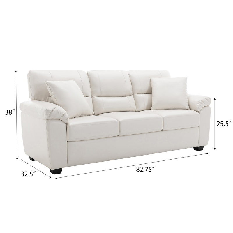 Canapé en cuir végétalien 82,75 po Ornas, Simili cuir blanc