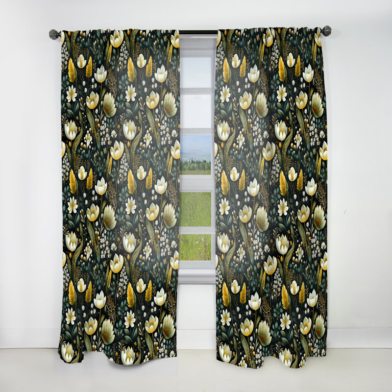 Jardin botanique Boho - Rideau bohémien - Velours obscurcissant - 1 panneau, L 52 po x L 108 po