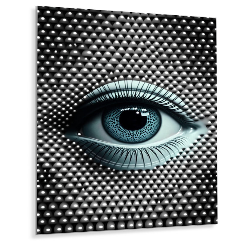«Eye in Circular Infinity V», art mural abstrait géométrique en métal, H 20 po x l 12 po x P 1 po