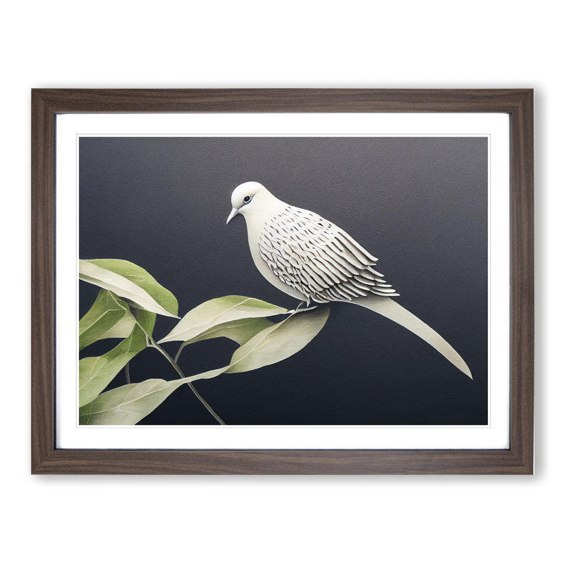Classic Dove Bird - Framed Print, 25cm H x 34cm W x 2cm D, Walnut Framed