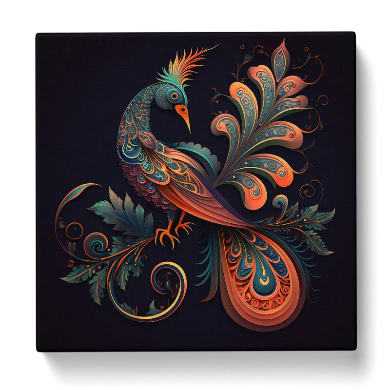 Bird Of Paradise Paisley Art - Print, 50cm H x 50cm W x 3cm D