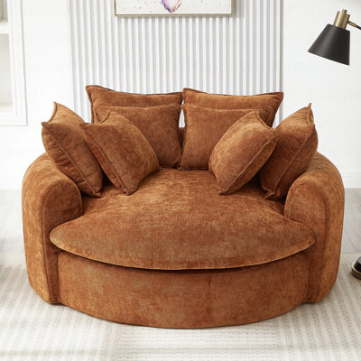 Canapé-lit rembourré à dossier plein et rembourré avec 8 coussins décoratifs pour salon, 59,8 po