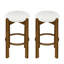 Ensemble de 2 tabourets d'intérieur revêtus de bois, finition noyer foncé et revêtement ivoire-312328662