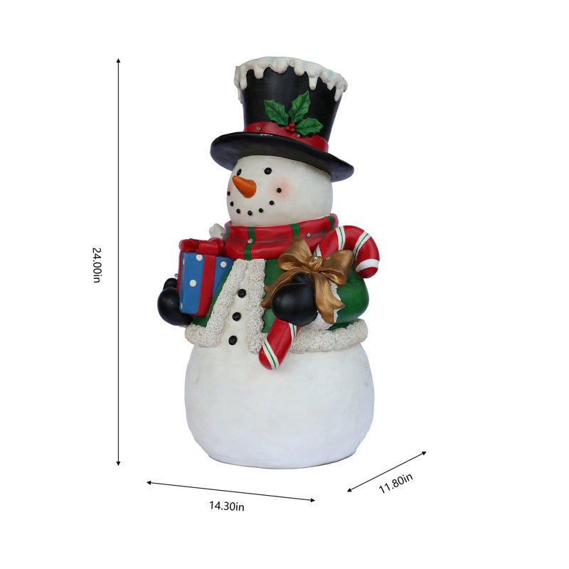 Snowman Statue with LED Lights Lighted Christmas Decor Battery Operated Indoor Use Only