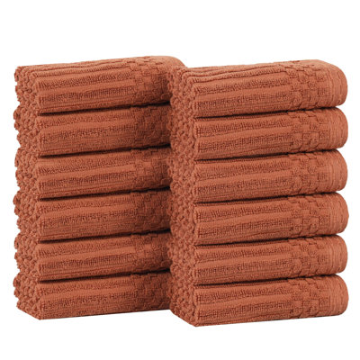 8-Piece Checkered Border Cotton Towel Set
