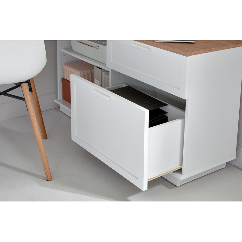 Bureau en L avec armoire de rangement 59,05 "CHALET , Naturel / blanc