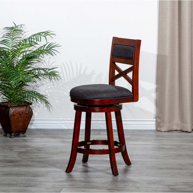 Tabouret de bar pivotant à dossier en X, tabouret, siège en tissu