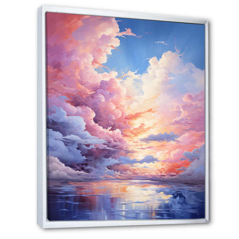 «Lennice Clouds Whimsical Cloudscape Playful», reproduction sur toile, H 32 po x l 24 po x P 1 po, Cadre flottant blanc
