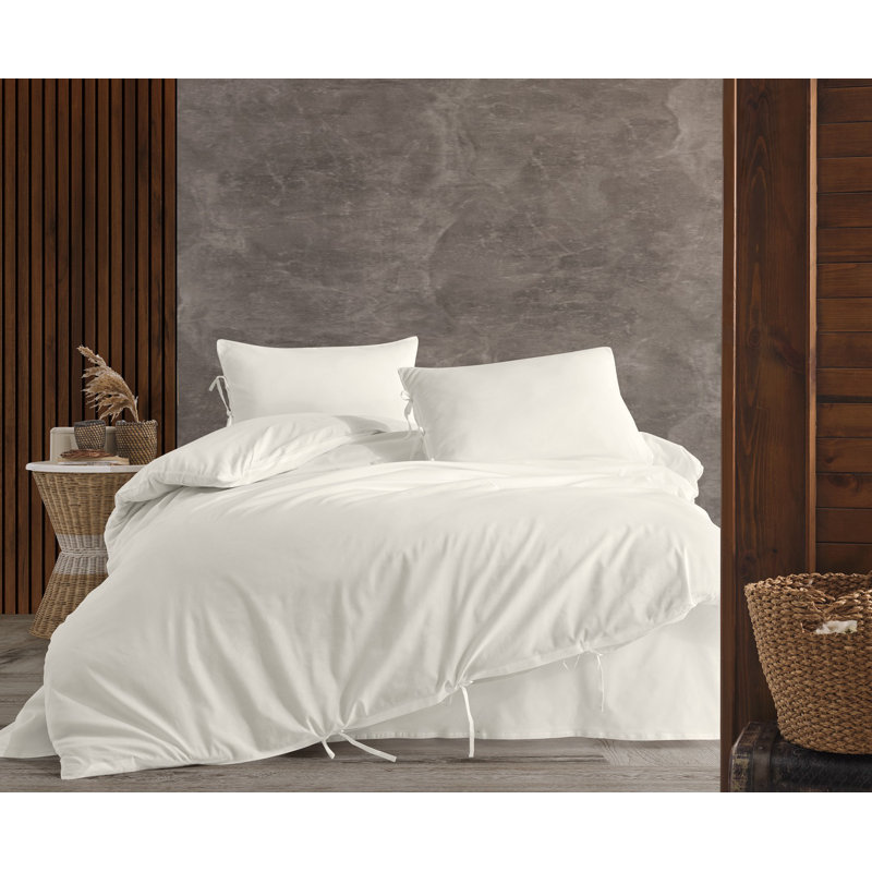 Solid Cream  Color Pollycotton104' X90' Duvet Cover Set With Two Shams, Cream, King Duvet Cover + 2 King Shams