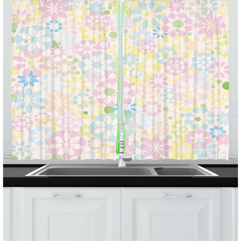 Floral Pointed Kitchen Curtain
