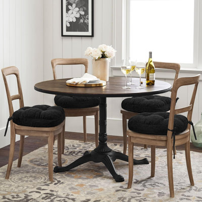 Double-Layer Thickened Chair Cushion for Dining Chair, Natural Latex Foam Support, 2-Faced Reversible Kitchen Seat Cushion, Practical Non-Slip Chair Pad, 1 PC, Black