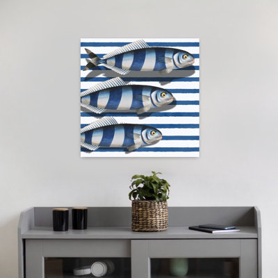 Striped Ocean Fish by Marja Van Den - Wrapped Canvas Print