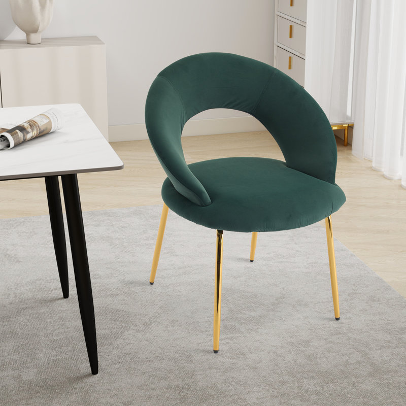 Chaise de salle à manger rembourrée, Vert Teddy