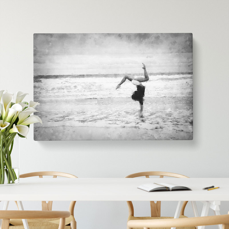 Beach Gymnastics - Wrapped Canvas Print, 35cm H x 50cm W x 3cm D