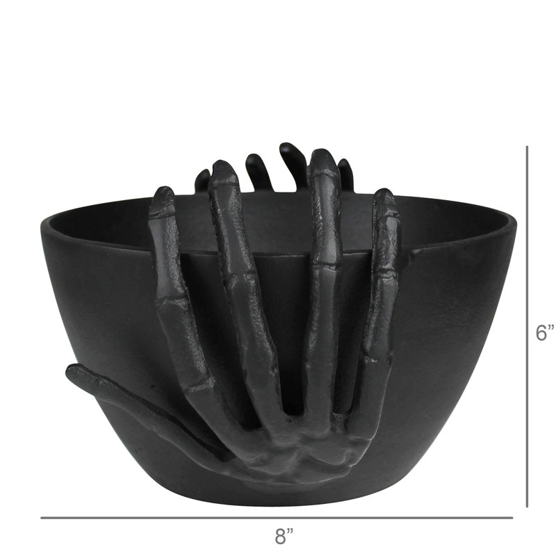 Bol avec mains squelettes, noir