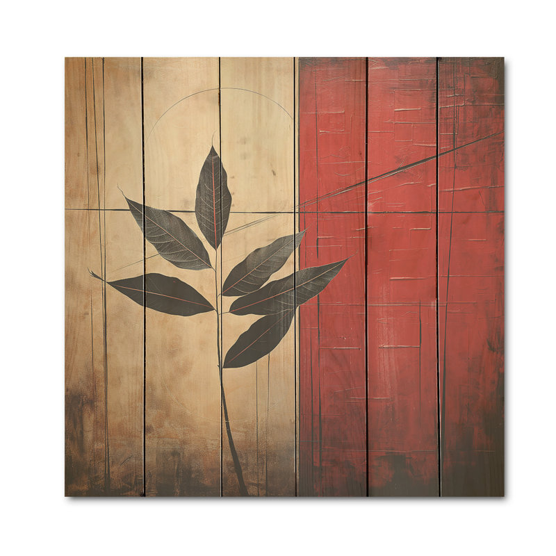Red Leaves Red Ruby Reduction - Art mural en bois sur bois de pin naturel, H 25 po x l 25 po