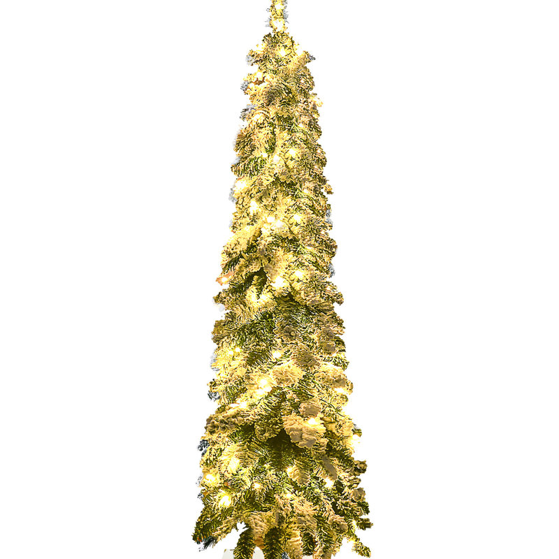 4ft Artificial Christmas Tree With Colourful Led Lights & 225 Flocked Branches 4' Decoration Lightweight Material