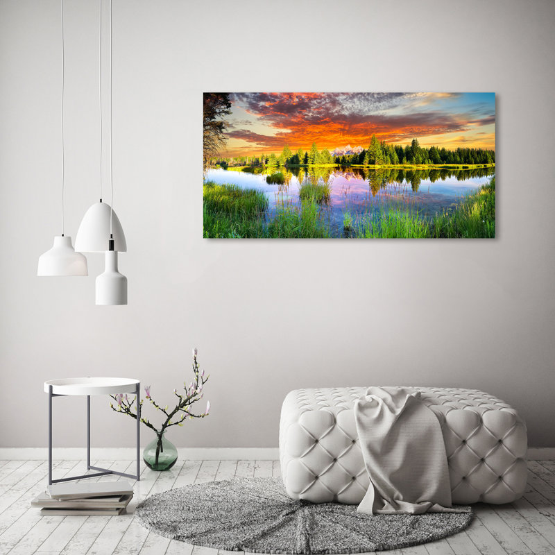 River In The Forest - No Frame Print on Canvas