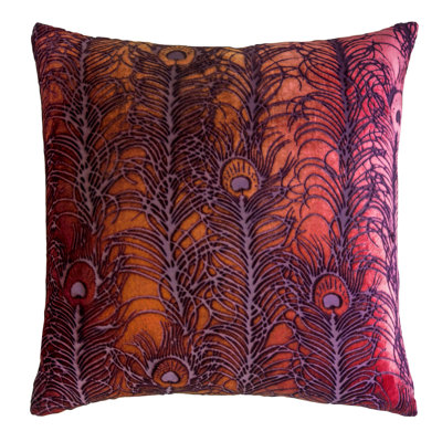 Peacock Feather Square Velvet Pillow Cover & Insert