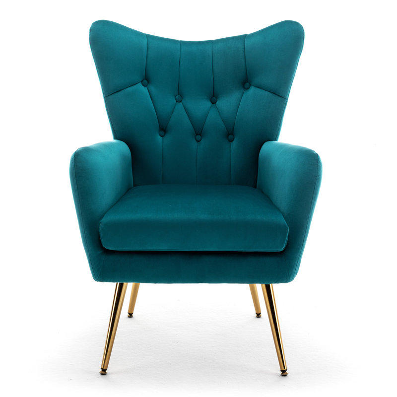 Fauteuil à oreilles 28,5 po Agne, Velours vert