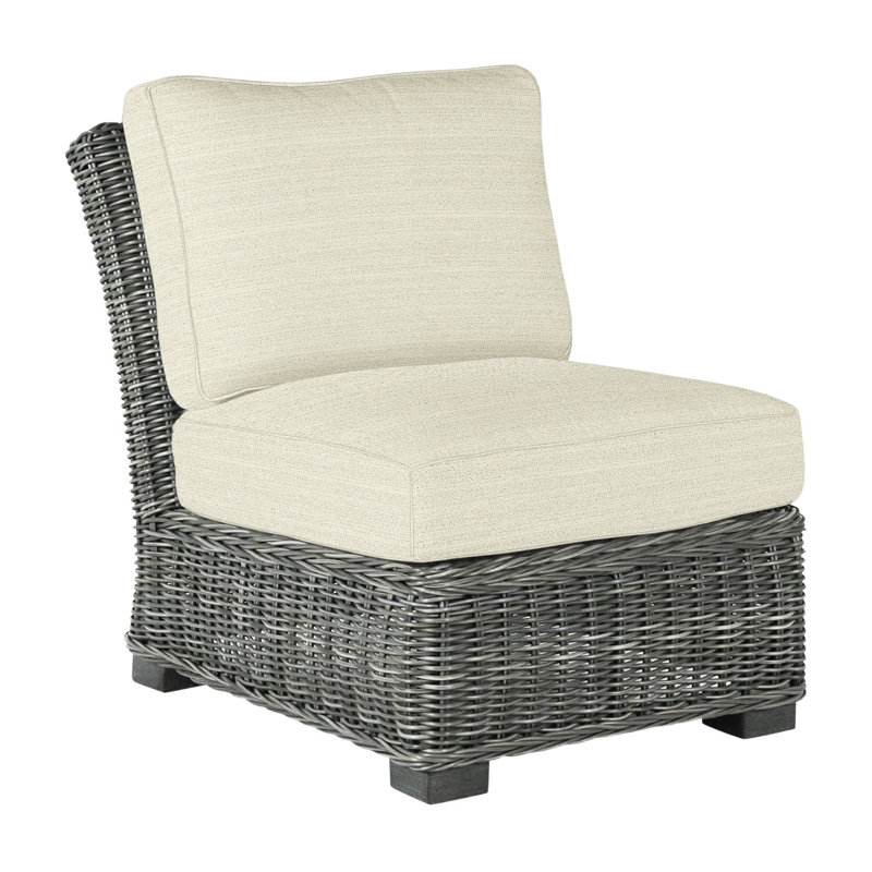 Rustic Woven Sectional Slipper Chair, Slate Gray, Welt, Paper Sky