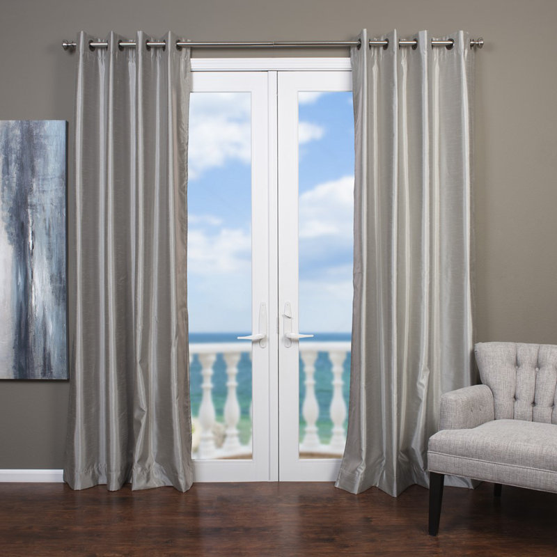 Bordovice Semi Sheer Curtain Single Panel, 54" W x 96" L, Silver