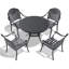 Ensemble de 5 meubles de patio en fonte d'aluminium avec coussins bleus-1532789448