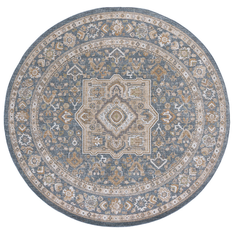 Finley Performance Oriental Indoor Rug, Round 6'7"