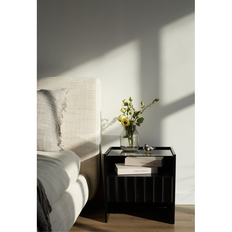 Charday 40cm W Metal Bedside Table, Black