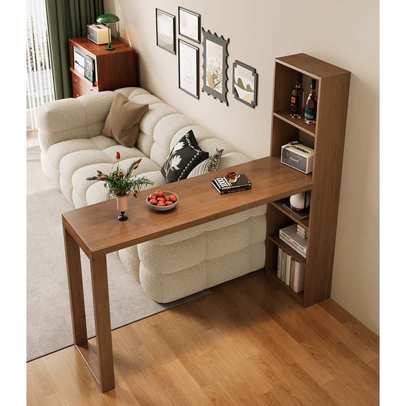 Table de bar moderne en bois massif avec armoire de rangement, H 70,87 po x L 62,99 po x l 17,72 po