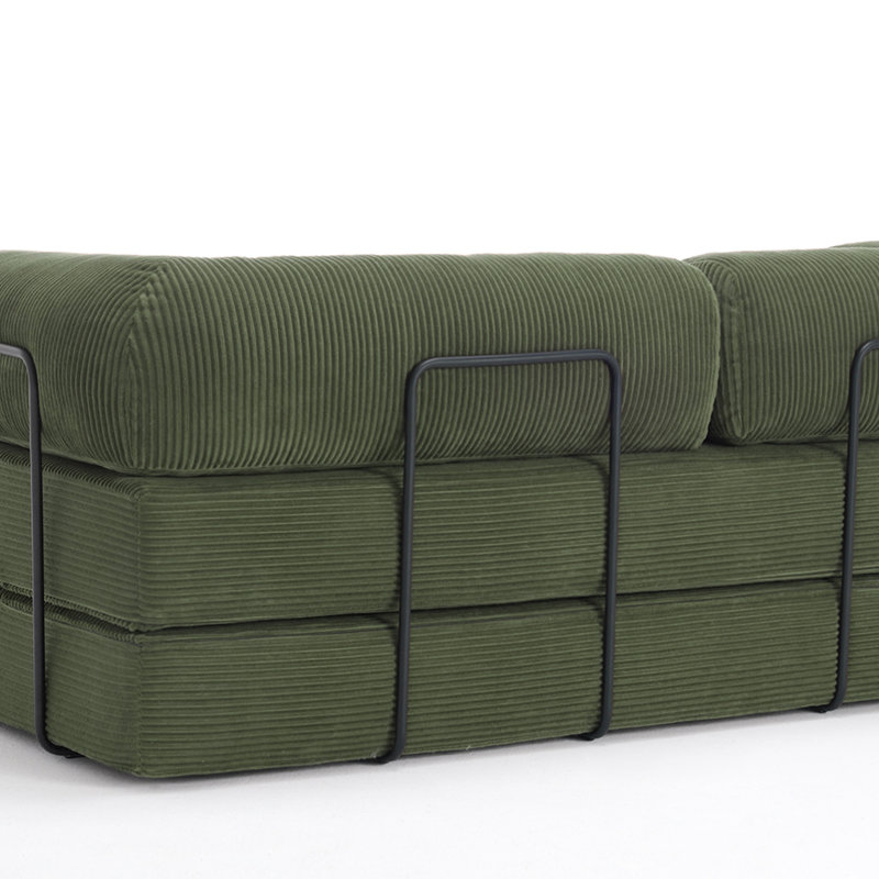 Canapé-lit rembourré convertible en velours côtelé à compression sans os - canapé de plancher pliable sans assemblage, Vert