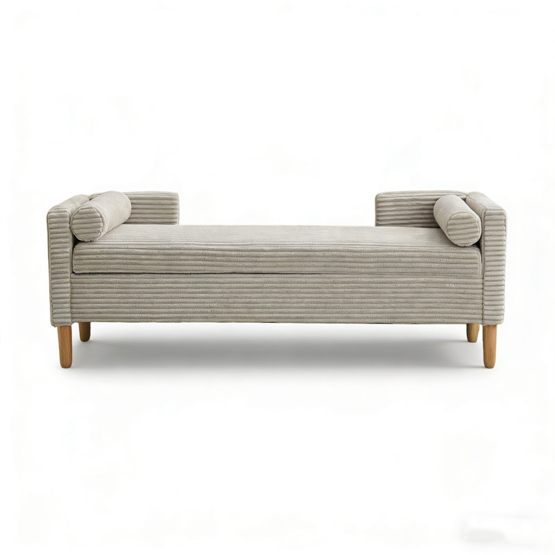 Banc de rangement en velours côtelé 65 W, Gris clair