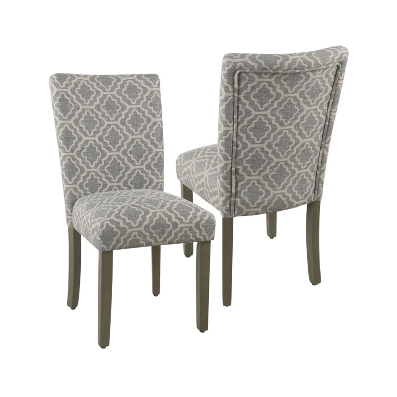 Chaise parsons rembourrée en velours Feldman, Treillis géométrique gris cendré