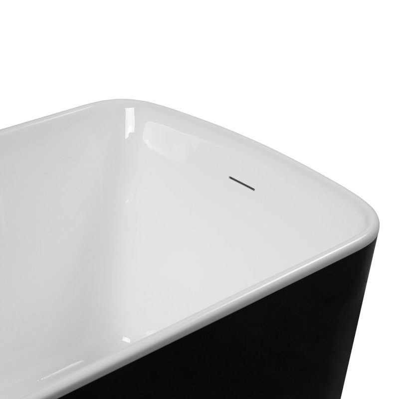 Petite baignoire autoportante en acrylique 49 po avec siège pour petits espaces certifiée CUPC L 49 po x l 28 po, Noir