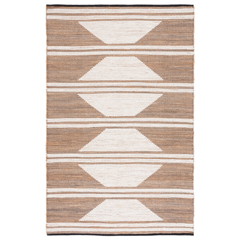Lacourtney Natural Fiber Hand Woven Jute/Wool/Cotton Geometric Rug in Natural/Ivory, Rectangle 8' x 10'