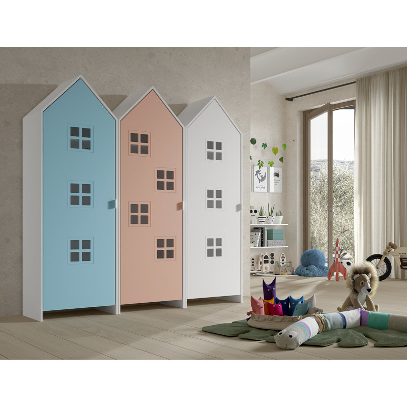 Casami Bruges 3 Door Manufactured Wood Wardrobe, Blue/Pink/White