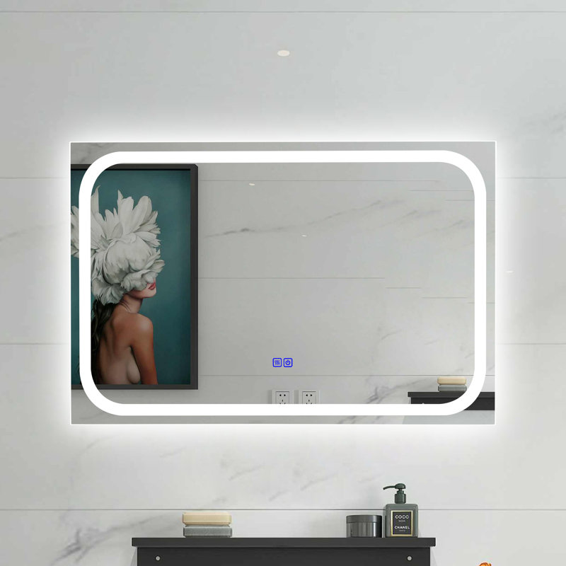 Bilol Glass Flat Wall Mirror, White