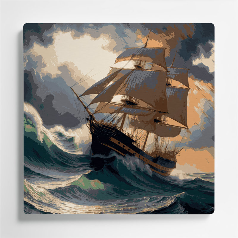 Art mural noir nautique traditionnel maritime, H 8 po x l 8 po