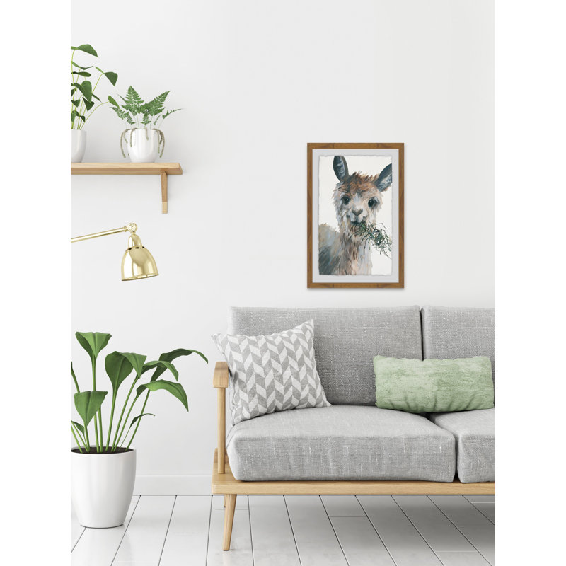 Munching Llama - Single Picture Frame Painting, 46 cm H x 30 cm W