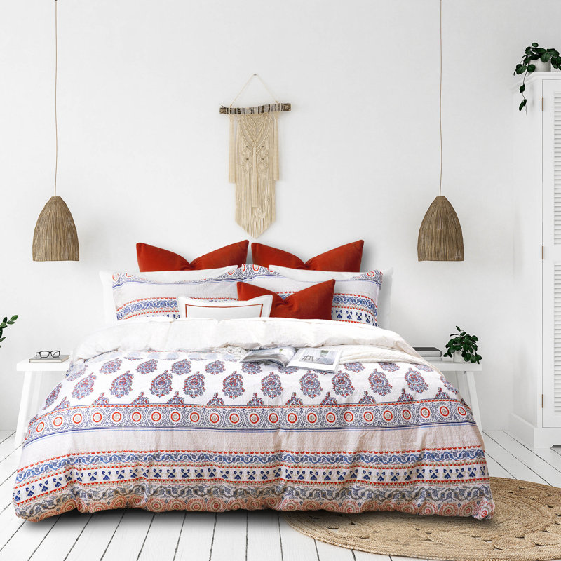 Ensemble de housse de couette 3 pièces Kavitha, Housse de couette pour grand lit et 2 taies décor