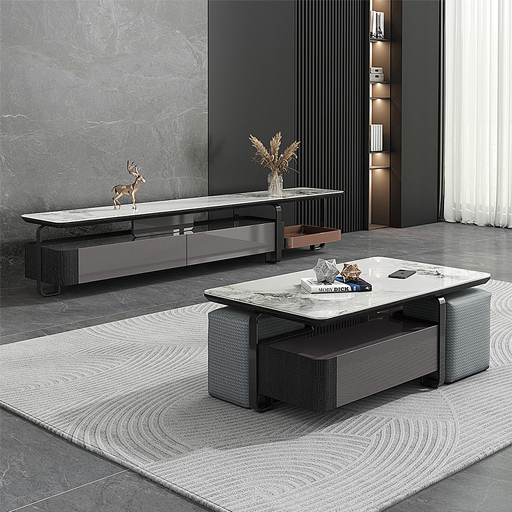 Bkoksety Modern simple rock slate coffee table TV stand set | Wayfair