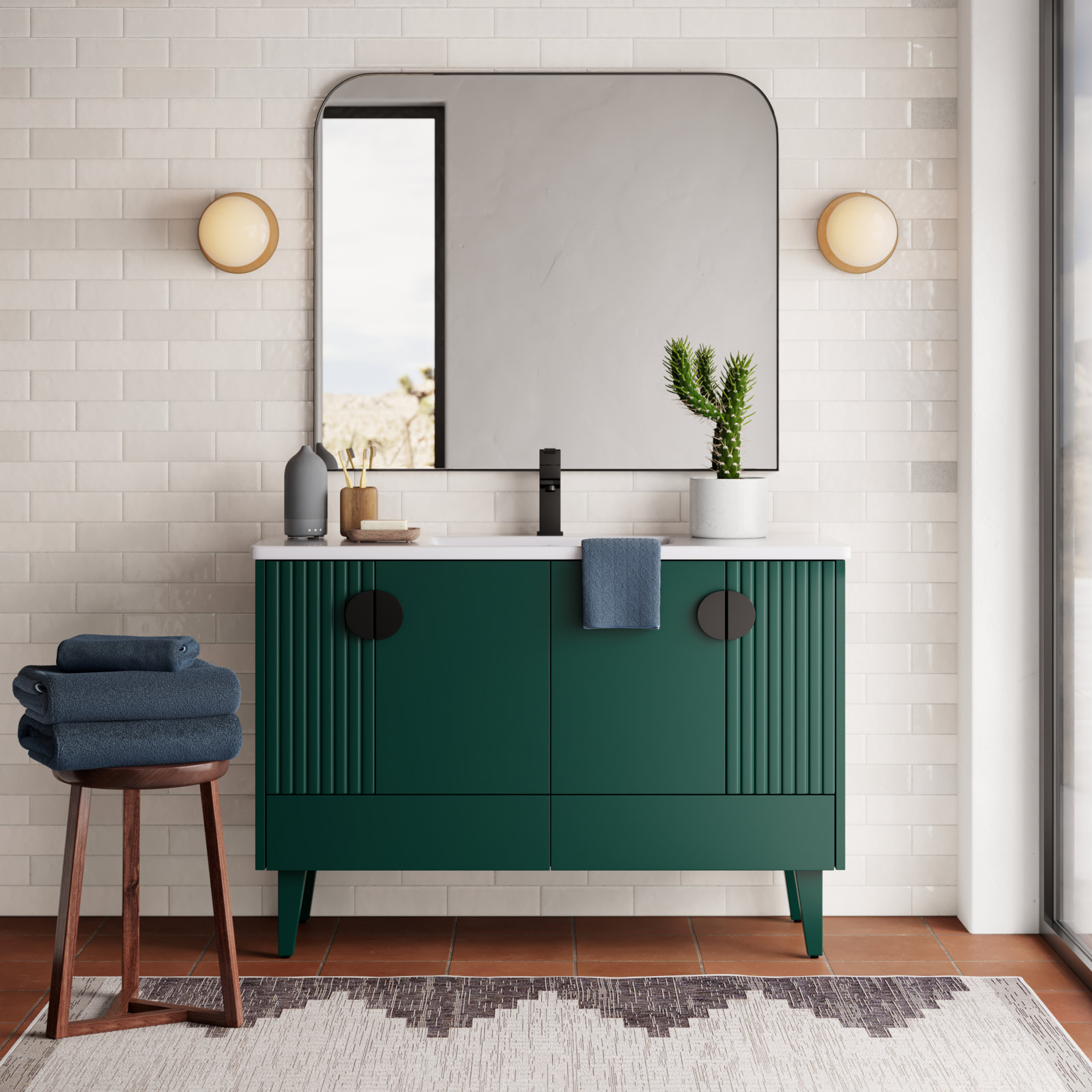 Saimah 48'' Single Bathroom Vanity, Black, Green