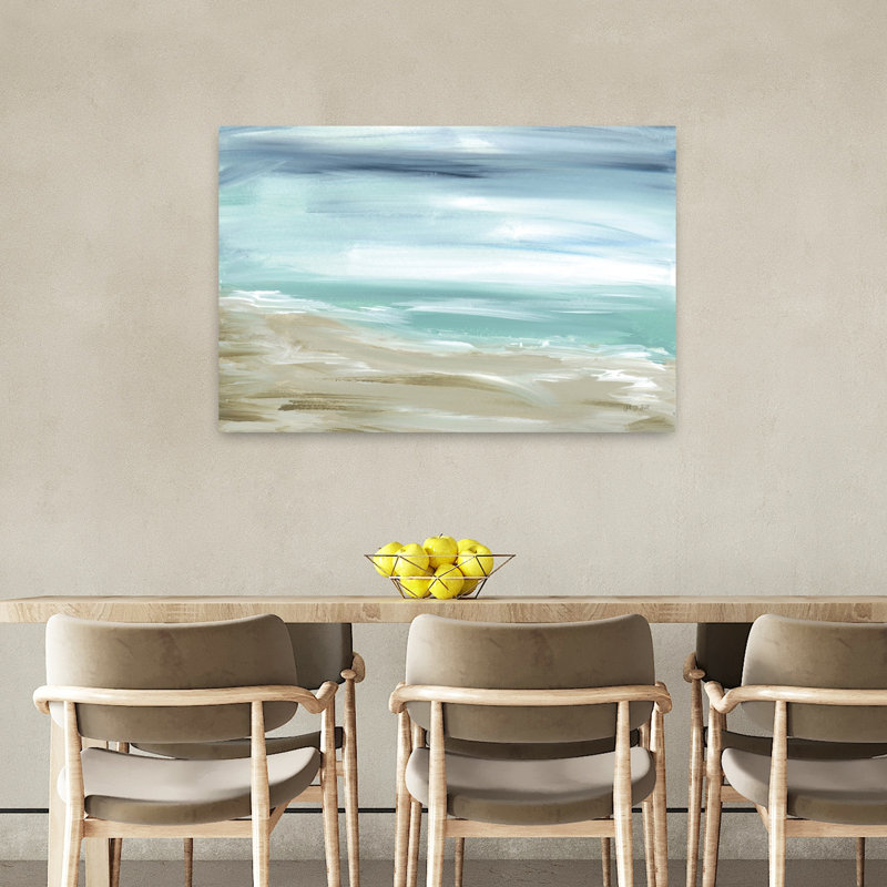 Art contemporain contemporain, paysage de plage abstrait, H 24 po x l 36 po