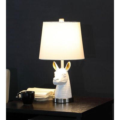 20.5" Patagonia White Llama Bust Resin Table Lamp