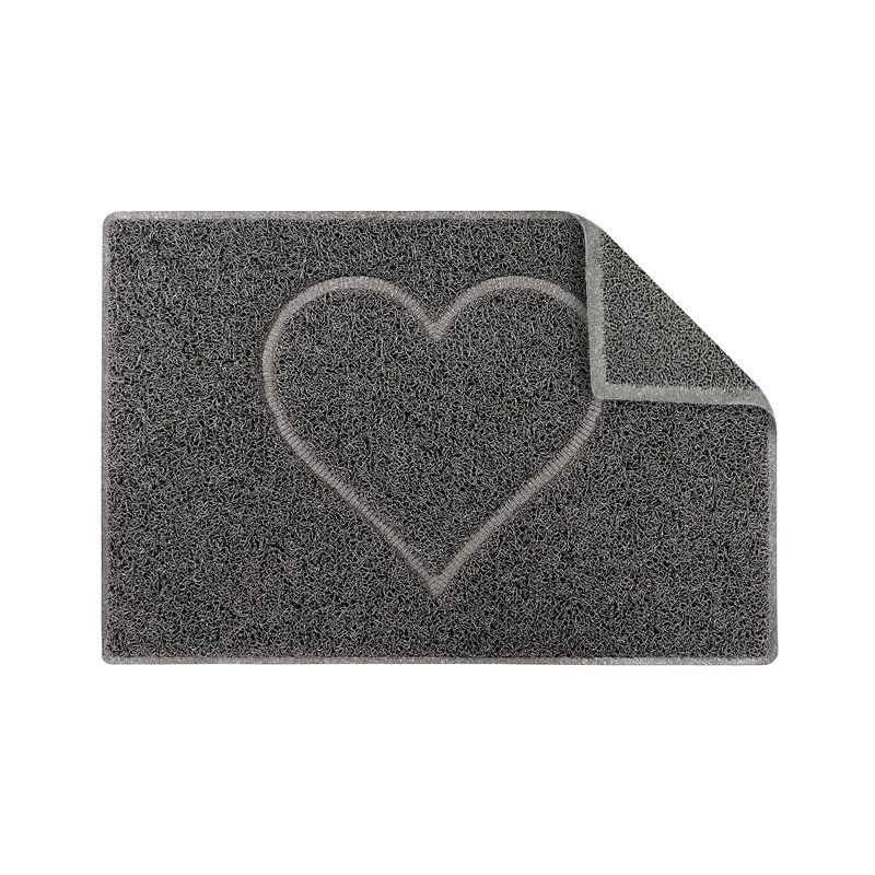 Heart Embossed Doormat in Grey with Open Back, Medium
