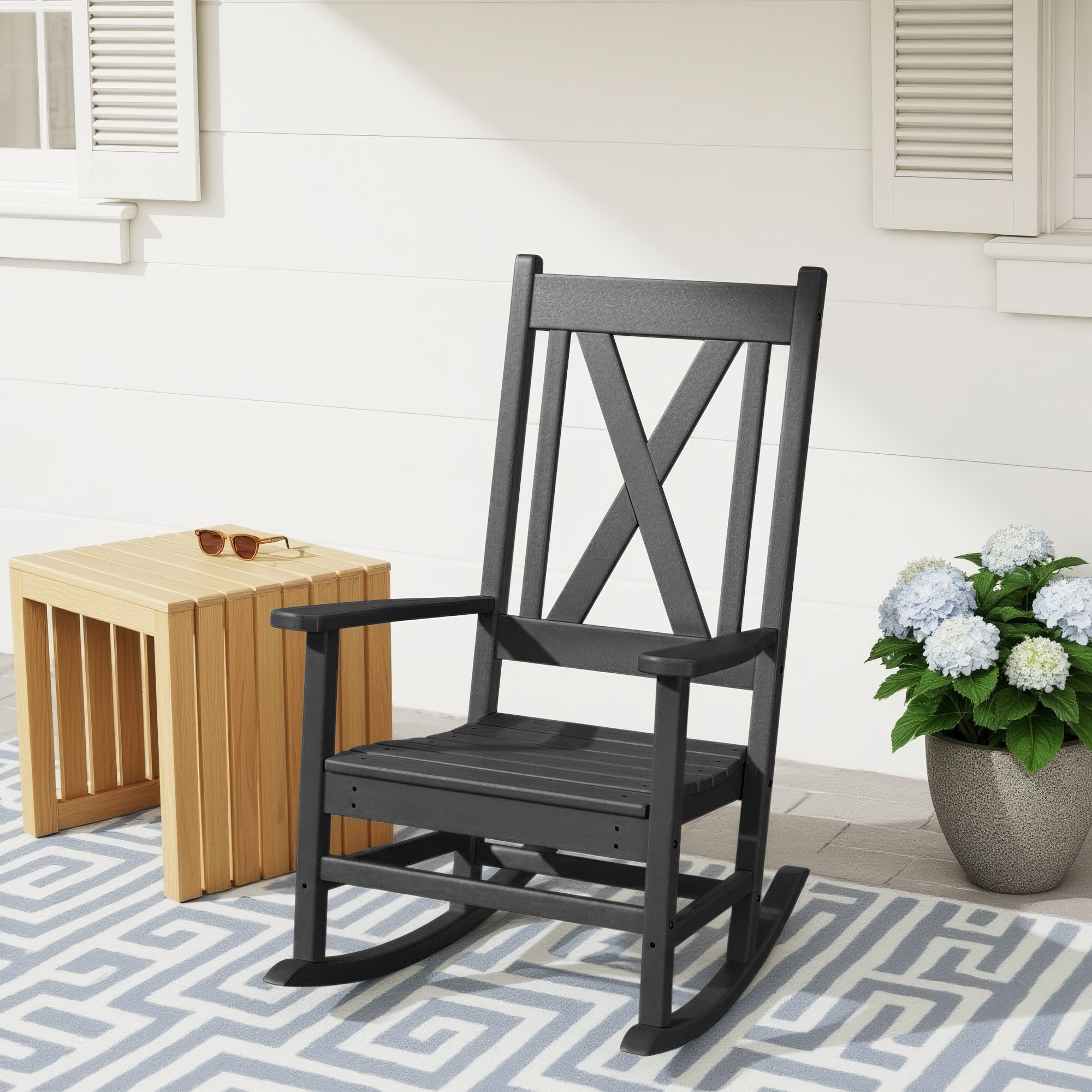 POLYWOOD Braxton Porch Rocking Chair, Black